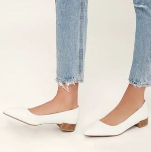 Alessia Low Pointed Toe White Flats